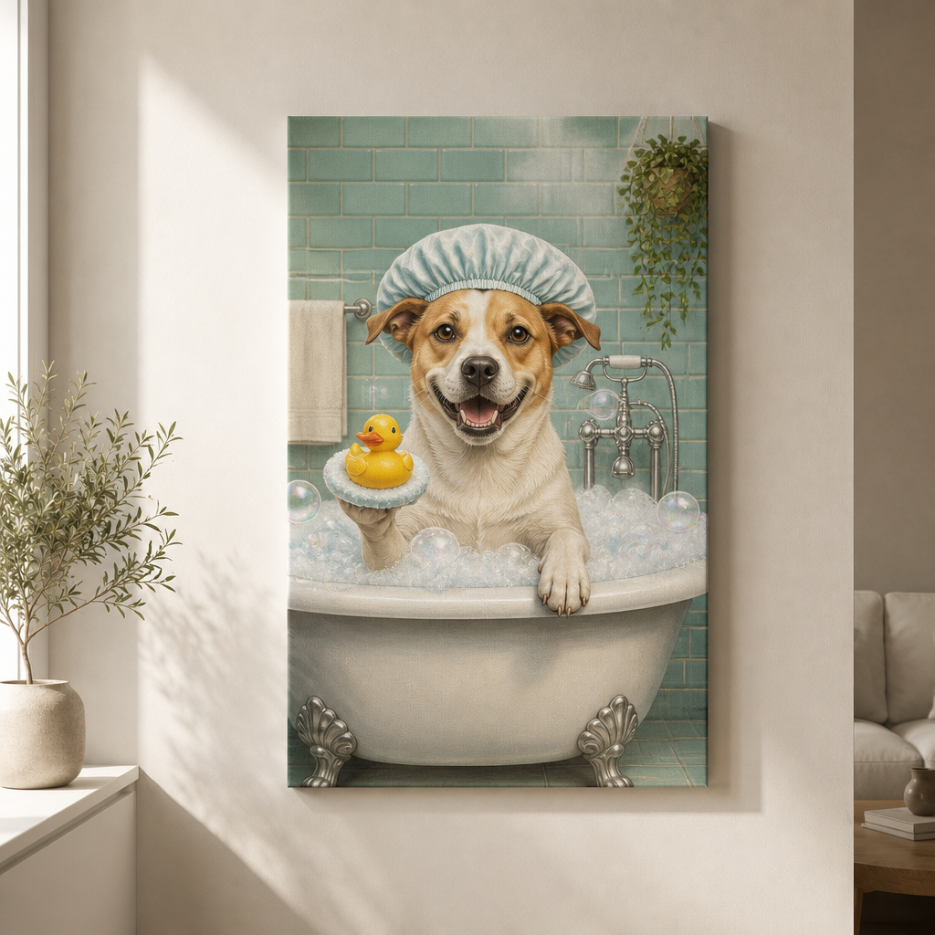 Custom Pet Bathroom Art Canvas – Bubble Bath Edition - Personalized Canvas c03fc539-c122-40ab-88c9-24738103fad6.png