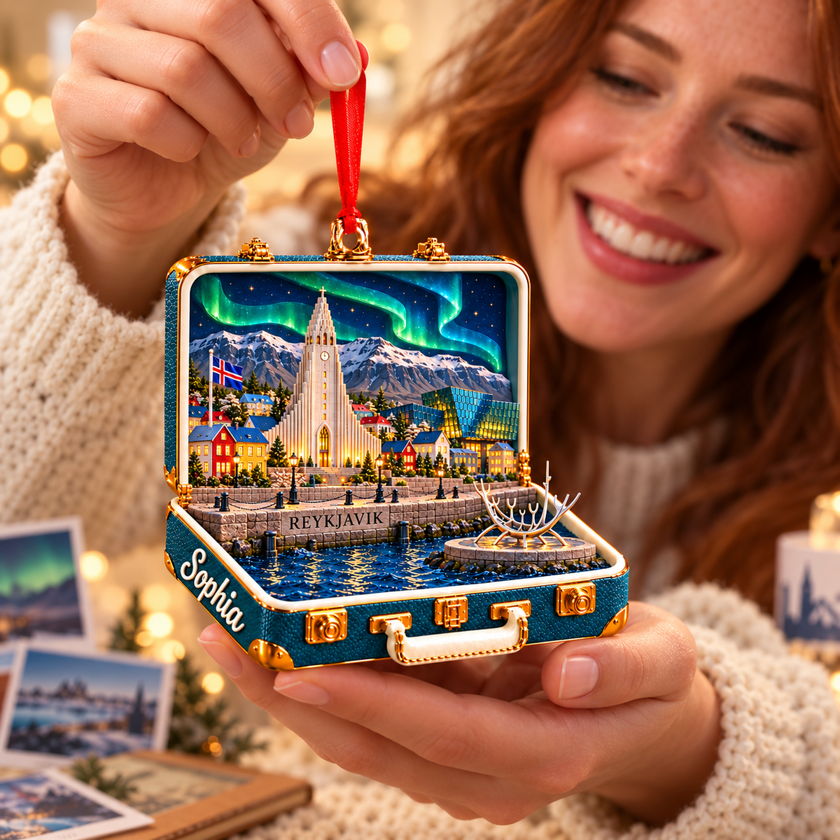 Personalized 3D Reykjavik Suitcase Christmas Ornament – Reykjavik Iceland Travel Souvenir & Gift for Iceland Lovers c066346e-f96a-4d9a-a5a7-a08aefcd59c2-Reykjavik-Keepsake-in-Hand-2.png
