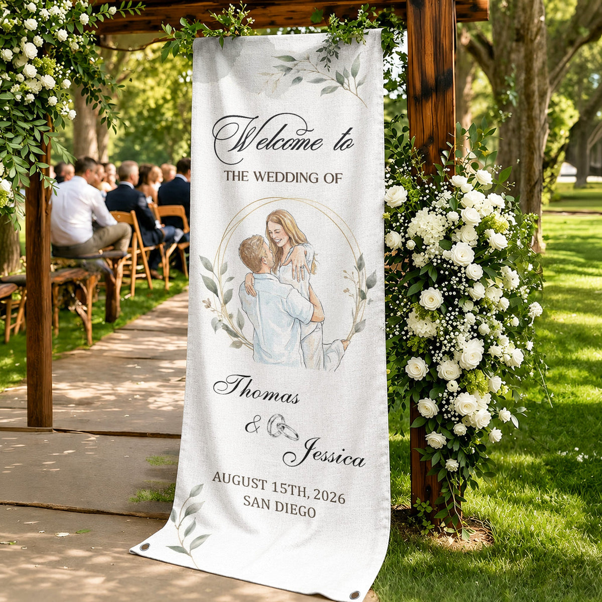 Custom Couple Photo Watercolor Art Wedding Welcome Sign - Personalized Welcome Sign c06fd0d3-03ea-4f52-b5e5-022923504ab0-4.jpg