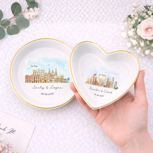 Custom Skyline Ring Dish l Personalized Engagement Trinket Tray l Watercolor Landscape Wedding Keepsake c090992c-9461-4874-bcea-d17a3f57dd72-1.jpg