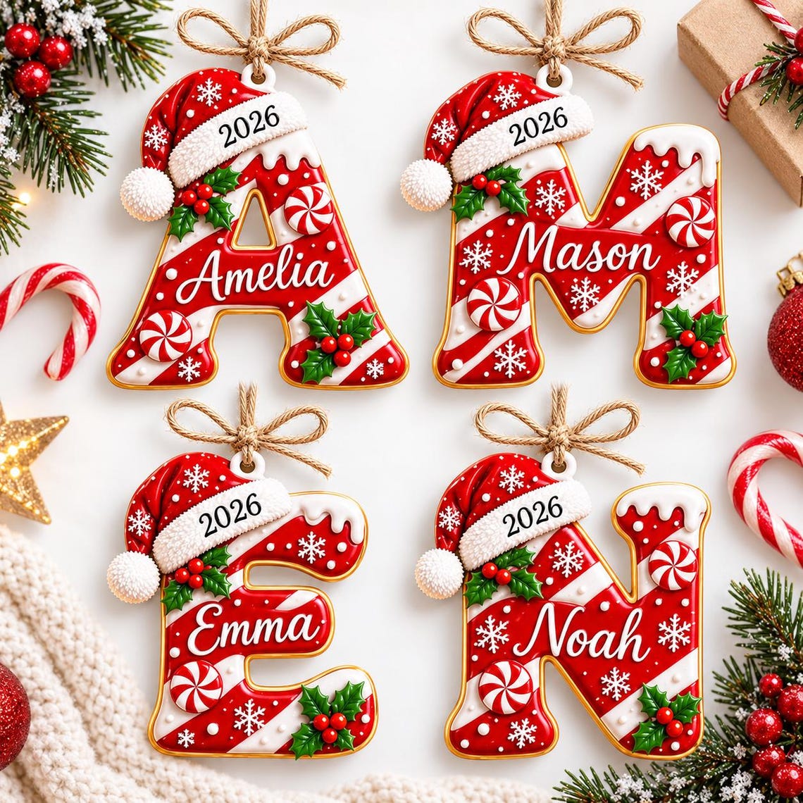 Personalized Initial Christmas Ornament 2026, Custom Name Letter Acrylic Keepsake, Candy Cane Monogram Gift, Family Christmas Tree Decor c0bc0f47-c8ae-44cc-b360-7e2530de5dfa-2.jpg