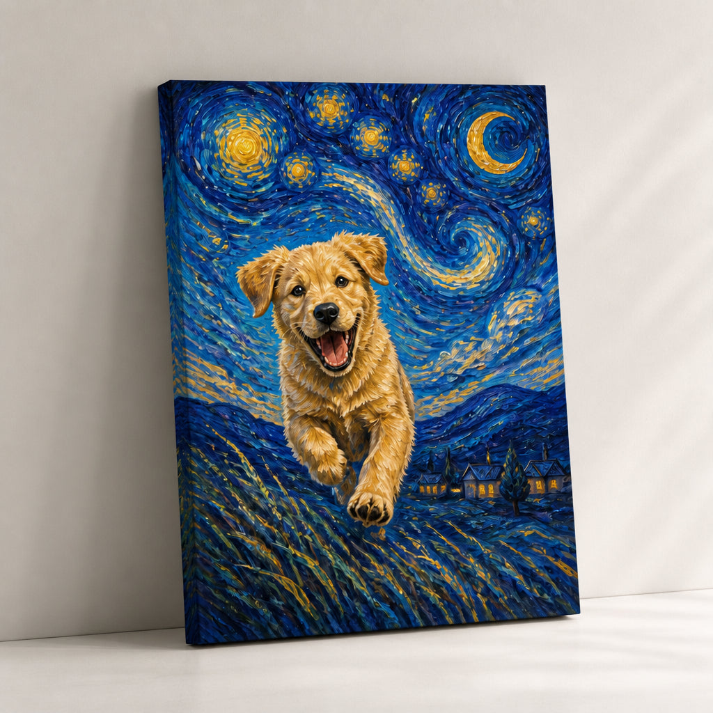 Joyful Pup Under a Swirling Night Sky Canvas - Personalized Canvas c0bdddd7-d28b-411d-9e24-fc07c27eaccf.jpg