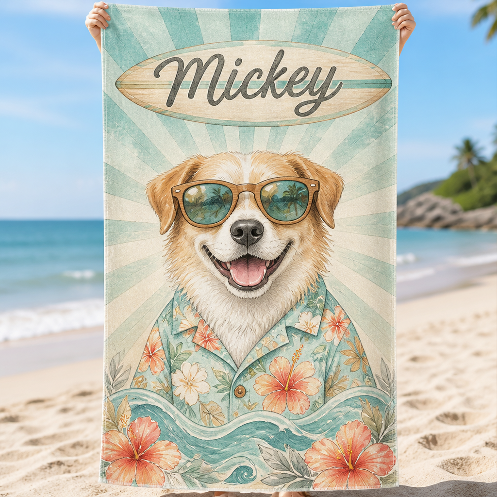 Custom Pet Name Beach Towel – Cool Sunglasses Remix - Personalized Beach Towel c0c82f65-b7d2-4011-b461-e78d8222b473.png