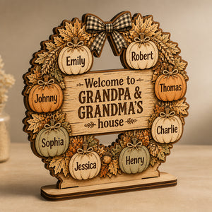 Custom Pumpkin Patch Grandkids Welcome Sign — Fall Tabletop Wood Stand - Personalized Wooden custom shape Standing 2 layer (5mm) c0f251f1-8f06-427d-80c9-9fd0ec5c0eb0.jpg