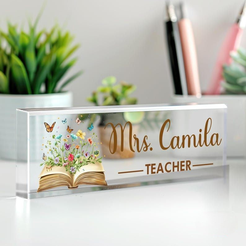 Personalized Name Plate for Teacher, Custom Teacher Desk Name Plate, Teacher Name Plate, Custom Name Teacher Gift, Gift for Teacher