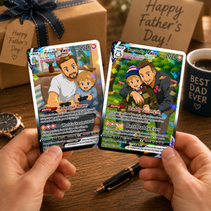 Custom Fathers Day Card, Gift For Dad, Personalized Poke Anniversary Card, Father's Day Gift, Custom Pokemon Card