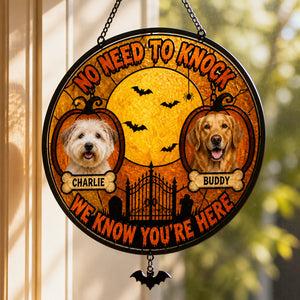 Halloween No Need To Knock Doormat – 2 Pet Photos & Names - Personalized 1 Layered Suncatcher with Charm c11704d3-ff70-4d0a-be34-0c45683a55fb.jpg