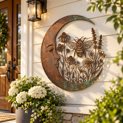 Crescent Moon Bee Wall Decor, Wildflower Garden Art, Rustic Outdoor Metal Sign c1270d40-54b9-40a9-933b-fd0efb448cba-a08508cb-83b9-4941-9c8e-e7222c51c306.png