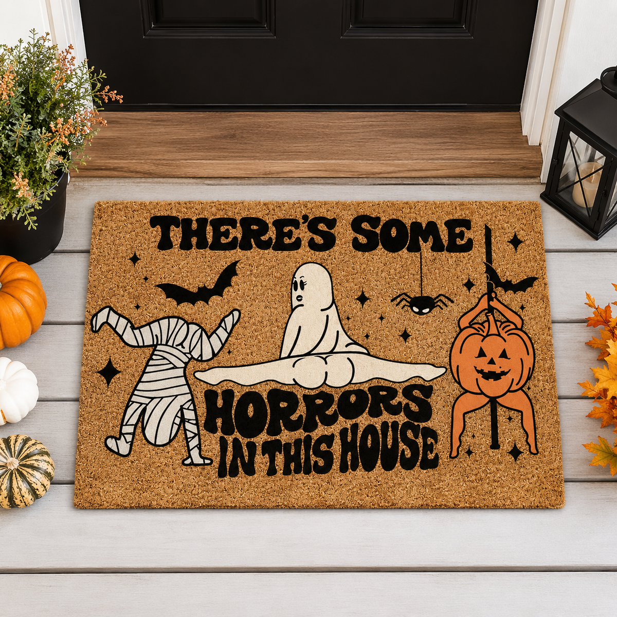 There's Some Horrors In This House Doormat, Funny Ghost Pumpkin Door Mat, Halloween Welcome Mat, Spooky Season Halloween Front Door Mat c16de884-7681-4b8c-9271-2bbfad5fac3f-a28b45cf-6068-4b02-83e3-94a0e8bf54db.png
