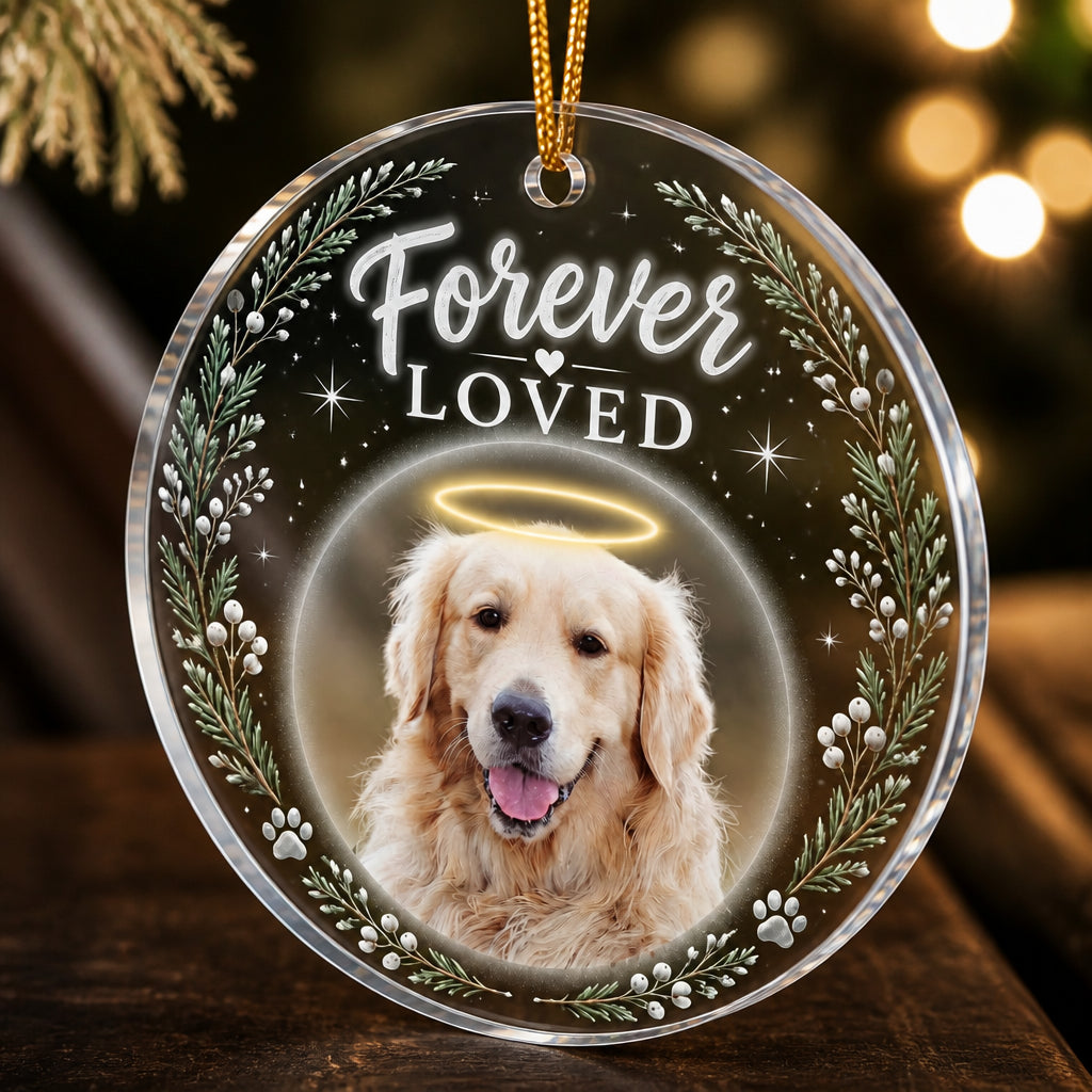 Forever Loved Pet Memorial Photo Acrylic Ornament - Personalized Transparent Acrylic Ornament c171d229-77dd-46d1-bd9c-274573a84171.jpg