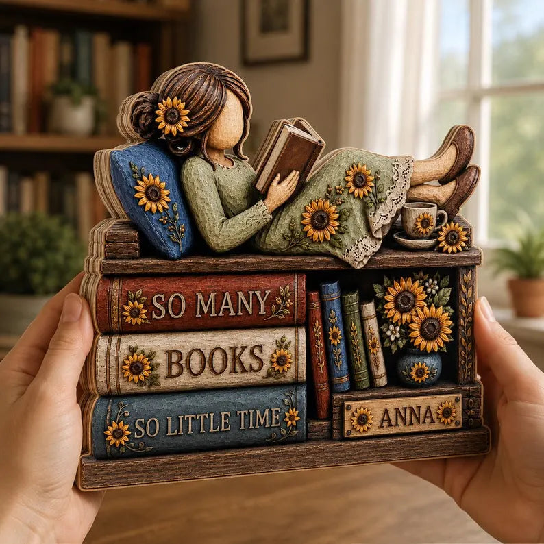 Personalized Book Lover Wooden Block, Custom Name Reading Girl Shelf Decor, Sunflower Bookish Gift, Library Desk Sign c18b8baf-5060-4e9c-a61b-51f7a5d3a8c7-fffr-5-.webp