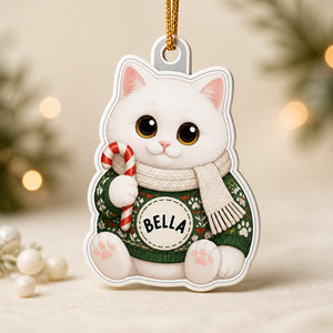 Cozy Cat Sweater Name Ornament - Custom Shape Acrylic - Personalized Laser Cut Custom Shape Ornament c1a078ae-8039-4c11-855c-ff3da196e0f5.jpg
