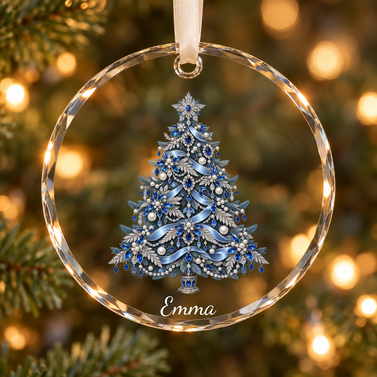 Personalized Jeweled Christmas Tree Glass Ornament – Custom Name | SP04 c1b5c319-e3f9-4d07-b19e-e920a4bf68b5-sp04-blue-emma-v4.png