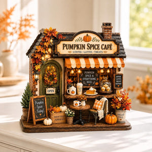Personalized Autumn Coffee Shop Wooden Block, Custom Fall Café Shelf Decor, Rustic Harvest Village House, Cozy Thanksgiving Gift c1bb3edb-0ab8-436c-8651-0681f4448873-6.jpg