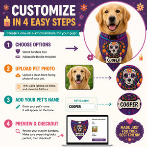 Día de los Muertos Pet Bandana – Custom Name - Personalized Pet Bandana Collar With Adjustable Buckle c1f257e1-4a23-4a8c-88cd-434395e29b8b.jpg