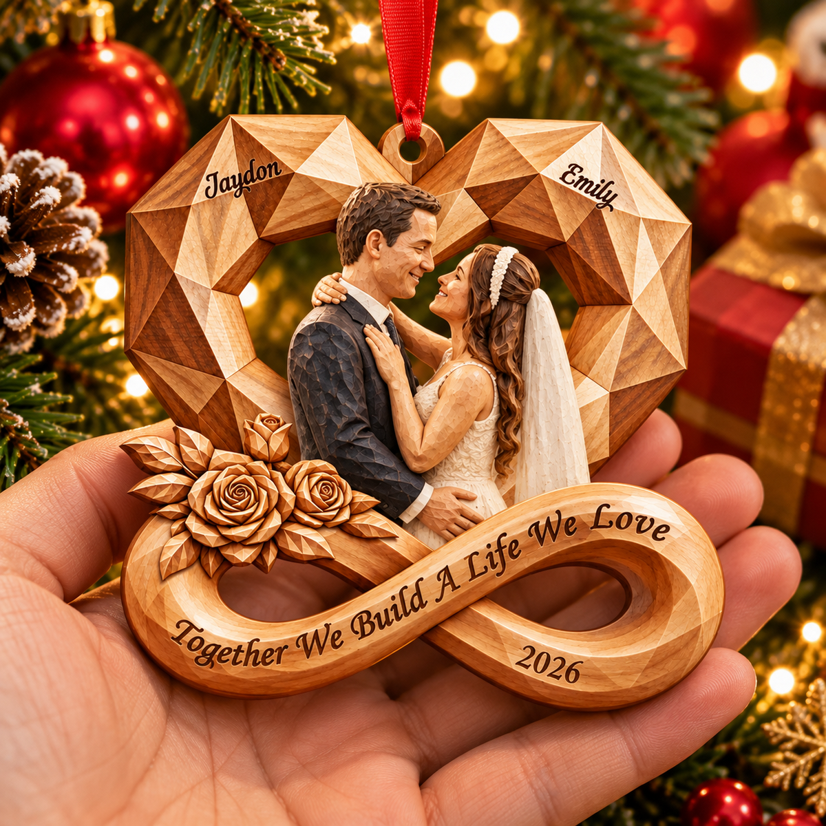Anniversary Gift For Couples - Personalized Custom Photo Infinity Rose Heart Wooden Ornament c1f8e64e-2cd6-434c-af3f-0ad39f6b09d6-b3.png