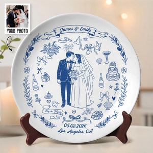 Our Wedding - Personalized Ceramic Plate - Wedding Gift, Anniversary Gift For Couple c1f96da9-2295-413b-9c6e-a19750c426bf-1.webp