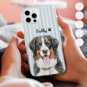 Custom Pet Portrait Watercolor Art Striped Pattern Gift For Pet Lovers - Personalized Phone Case c2107c4a-6934-4c92-b7eb-654367487bfd-banner-2.jpg