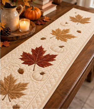 Neutral Maple Leaf Pumpkin Quilted Table Runner Patchwork Quilt Minimalist Autumn Kitchen Decor Elegant Fall Table Centerpiece New Cozy Gift c233b258-15dd-47c0-9e4f-d32f2d14eea7-set2_02_top_right.png
