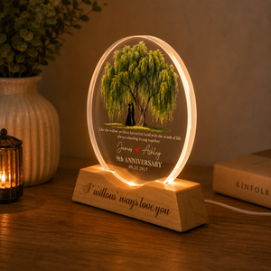 9th Anniversary Gift, Personalized Willow Tree Night Light, 9th Anniversary Lamp, Romantic Wedding Gift for Couple, Home Decor Gift for Wife