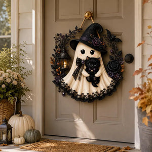 Halloween Ghost Door Hanger, Witch Ghost With Black Cat Wooden Door Sign, Spooky Fall Wall Decor With Jute Twine c277ba74-d6b6-4fc0-a6a1-304857c19f23-tyio9pfd-4-.webp