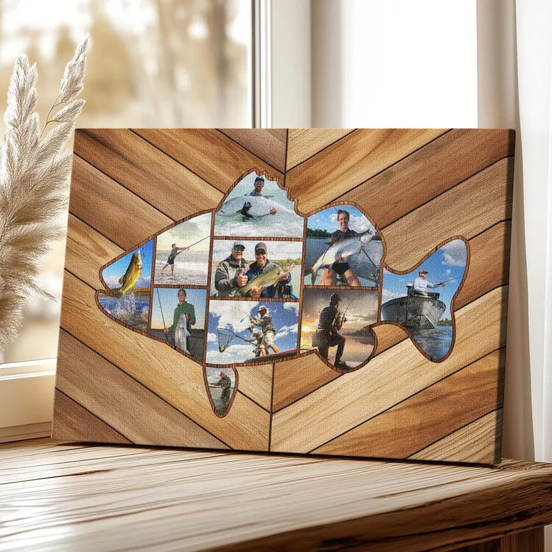 Custom Fishing Photo Collage Canvas, Fish Shape Personalized Wall Art, Unique Gift for Dad, Anniversary, Birthday Fishing Theme Décor c27d7fd7-54ab-400f-ae71-c6a5e2b9ee71-ghhgh-7-.webp