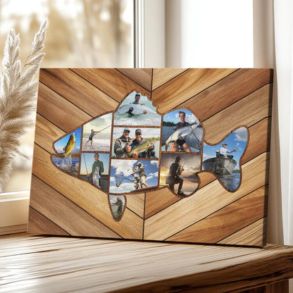Custom Fishing Photo Collage Canvas, Fish Shape Personalized Wall Art, Unique Gift for Dad, Anniversary, Birthday Fishing Theme Décor c27d7fd7-54ab-400f-ae71-c6a5e2b9ee71-ghhgh-7-.webp