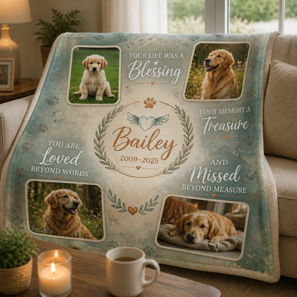Pet Memorial Photo Collage Blanket — Your Life Was a Blessing - Personalized Blanket c2a198aa-c625-43a2-9ecf-315853b30885.jpg