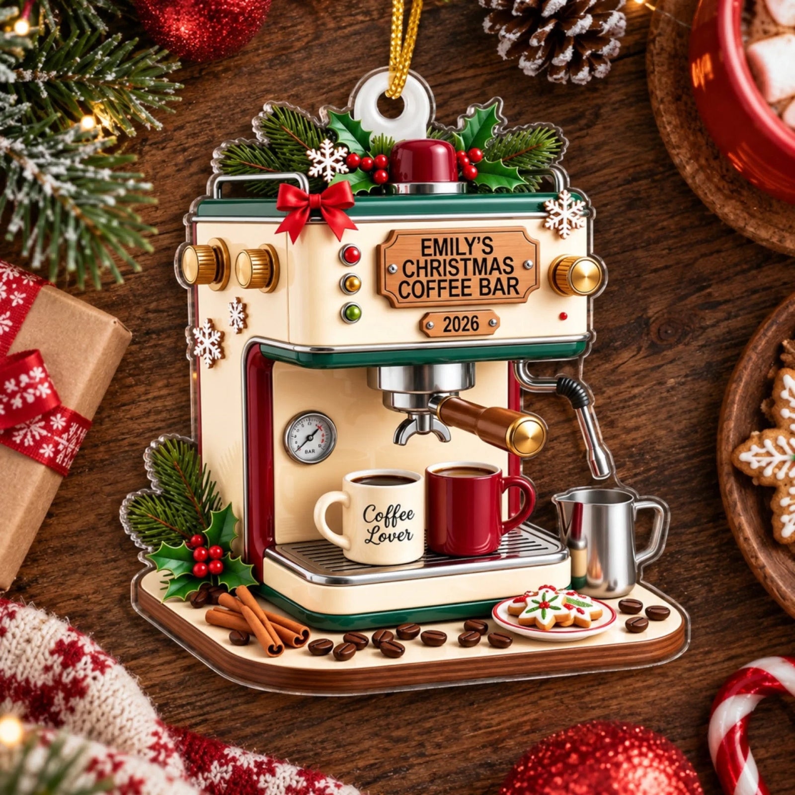 Coffee Maker Christmas- Personalized Acrylic Ornament, Custom Espresso Machine Xmas Decor 2026, Gift for Coffee Lover Barista, Coffee Bar Ornament c2bbb924-bc61-4510-b032-24c16643fce6-6aa8b3be02b92.jfif