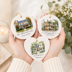 Custom Watercolor New Home Ornament l Personalized House Address Keepsake l Newly Wed Gift c2c8e0d2-e2b8-4059-98fe-46d1e7f2264a-banner-3.png
