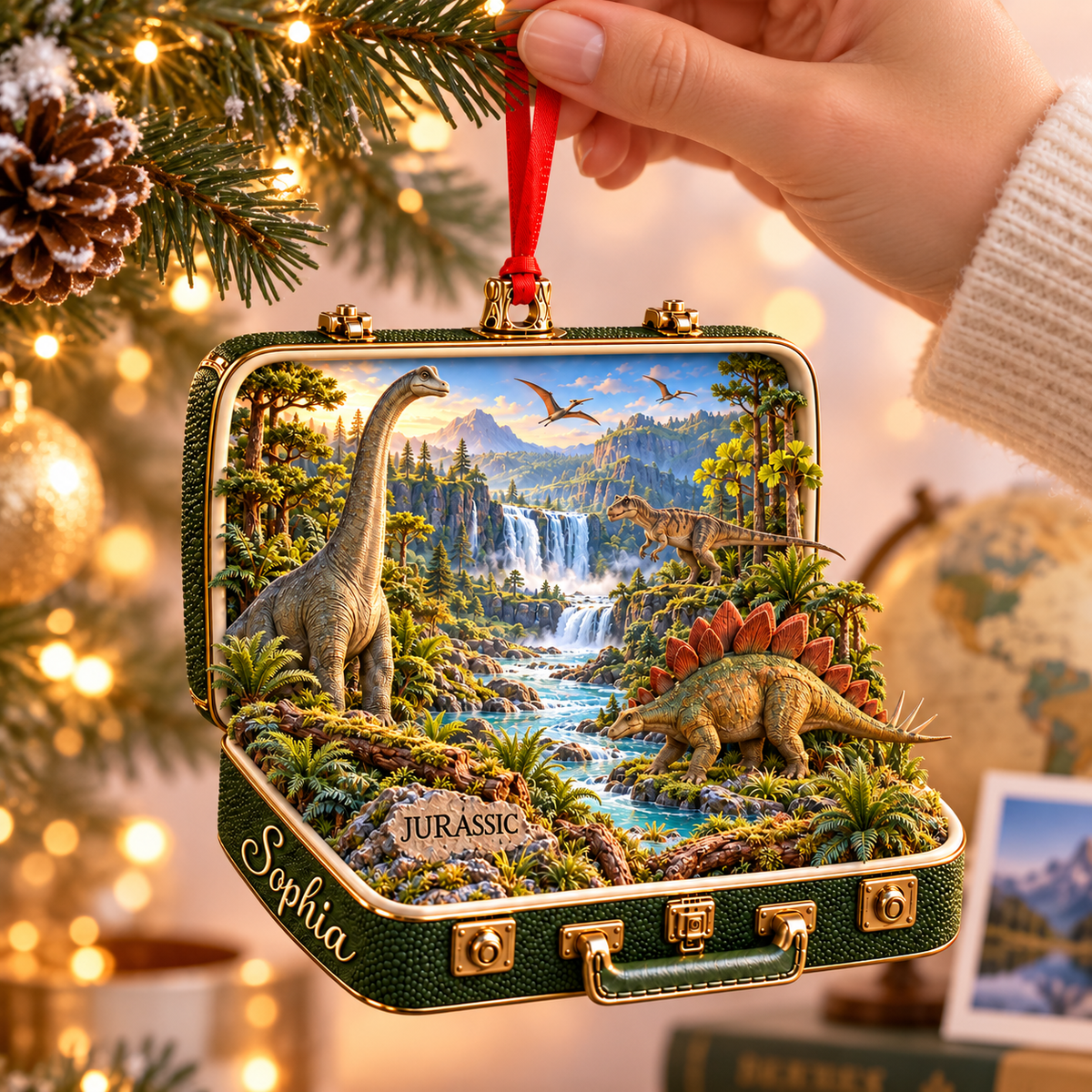 Personalized Jurassic Dinosaur 3D Suitcase Christmas Ornament – Prehistoric Keepsake & Gift for Dinosaur Lovers c2f4f9b5-9e08-42e2-8835-e0987418c87d-Hanging-Jurassic-Suitcase-Ornament-4.png