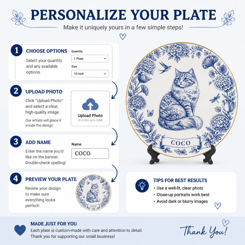 Chinoiserie Cat Name Plate – Personalized Delft Blue Floral - Personalized Personalized Ceramic Plate c2f847f5-3e32-45d4-81cc-9412e93279c0.jpg