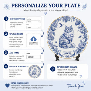 Chinoiserie Cat Name Plate – Personalized Delft Blue Floral - Personalized Personalized Ceramic Plate c2f847f5-3e32-45d4-81cc-9412e93279c0.jpg