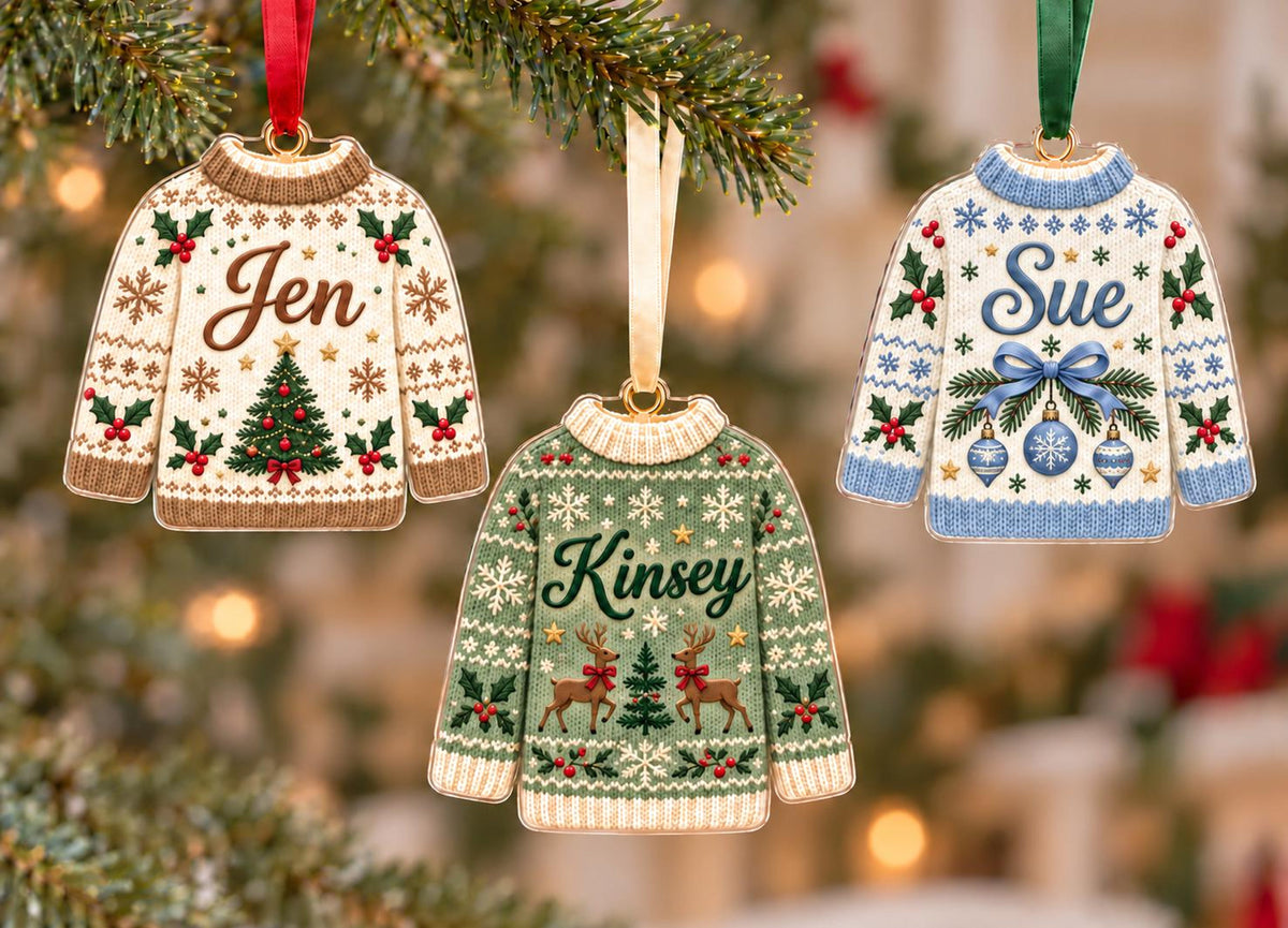 Custom Sweater Christmas Ornament With Name, Baby Name Ornament, Kids Gift 2026 Mini Sweater Letter Name Xmas Tree Decor, Family Ornament c2fd0b1b-806d-42b1-aa1c-f52743dd9ac5-5.jpg