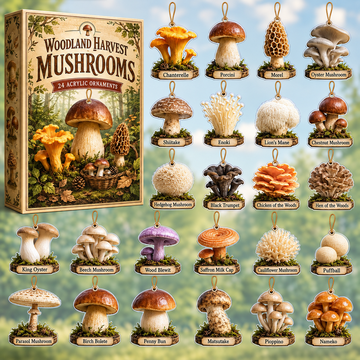 Woodland Harvest Mushrooms Advent Calendar 2026 - 24-Day Festive Countdown, Acrylic Charms Blind Box - Gift For Nature Lovers c31cbdc6-de78-45a3-b586-5d5cb467b416-mushroom-box-charms.png
