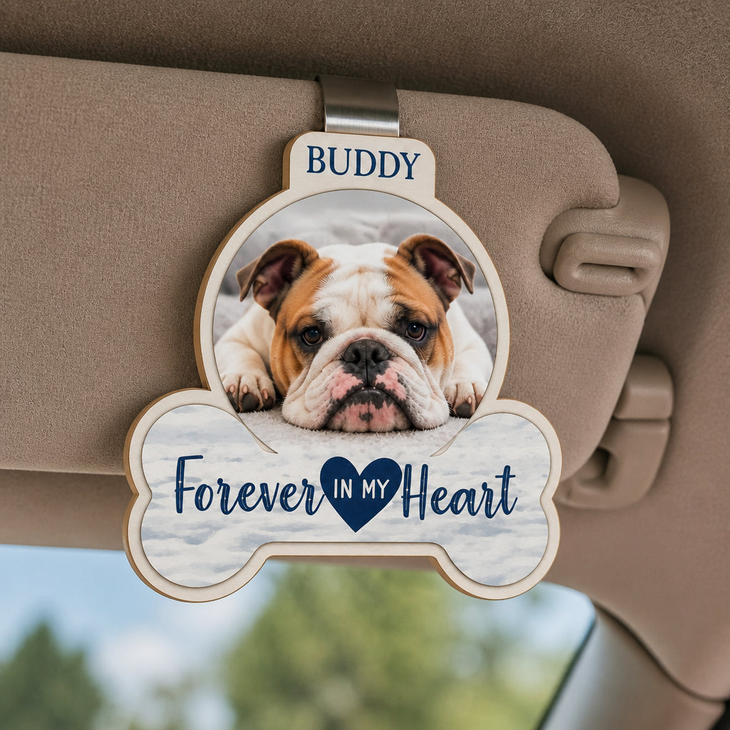 Pet Memorial Car Visor Clip – Photo + Name – Forever In My Heart - Personalized Wooden Car Visor Clip 2 Layer c3289d85-85f8-4351-8c6a-f77c68b1d613.jpg