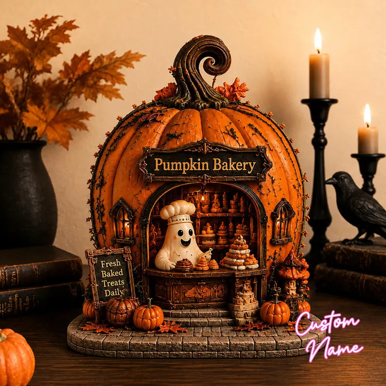 Charming Halloween Pumpkin House Decor, Printed Ghost Miniature Village, Light Up Fall Tabletop Display, Spooky Seasonal Figurine c3297f2b-efaf-4ada-97b9-d17532cf45da-fg-9-.webp