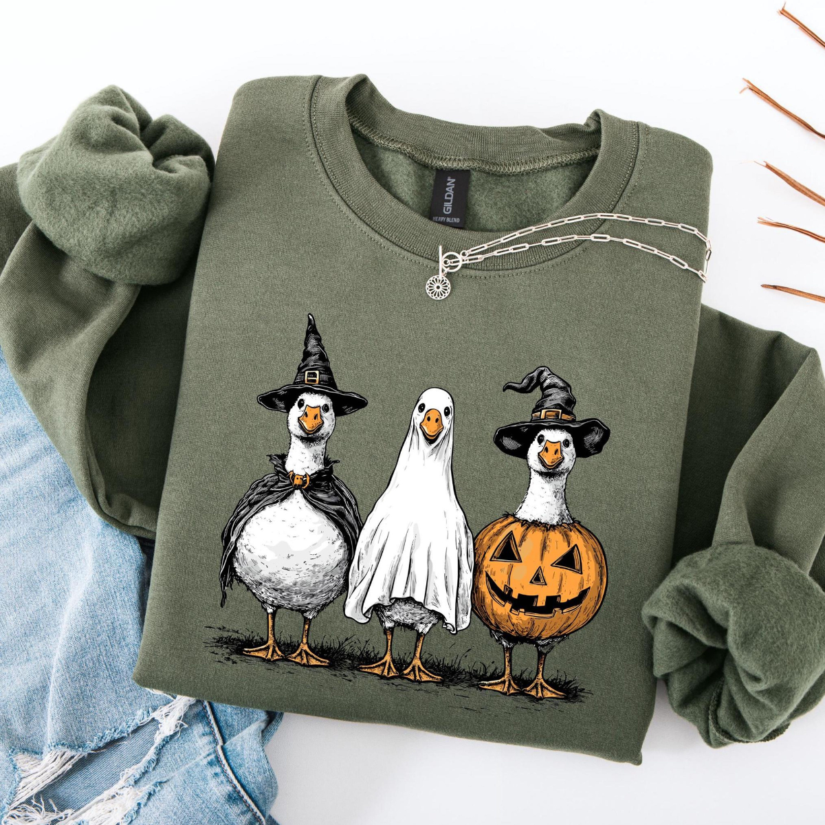 Funny Halloween Goose Sweatshirt, Spooky Season Unisex Pullover, Ghost Pumpkin Duck Fall Shirt, Halloween Gift Tee, Woman Halloween Sweatshirt c32e8dda-f80e-4c52-aceb-42ec015ef0de-2.png