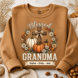 Blessed Grandma Fall Cross & Pumpkins — Custom Grandkids Names Sweatshirt - Personalized Sweatshirt c3311b80-2daf-494d-b5b6-d95b7a4194d4.png