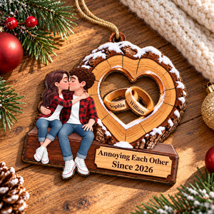 Anniversary Couple Gift - Personalized Romantic Kissing Together Forever Wooden Ornament c33c9af1-6c48-423c-8135-c167c6677b3d-mk-2.jpg