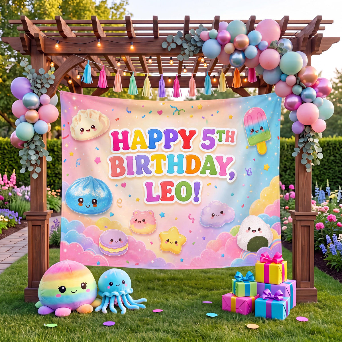 Custom Dumpling Birthday Backdrop, Plushie Theme Party Banner, Kawaii Personalized Tapestry, Pastel Kids Birthday Decor, Photo Booth Prop c33e8693-fb1d-48ef-b1f2-bf4a89cad5ba-3.jpg