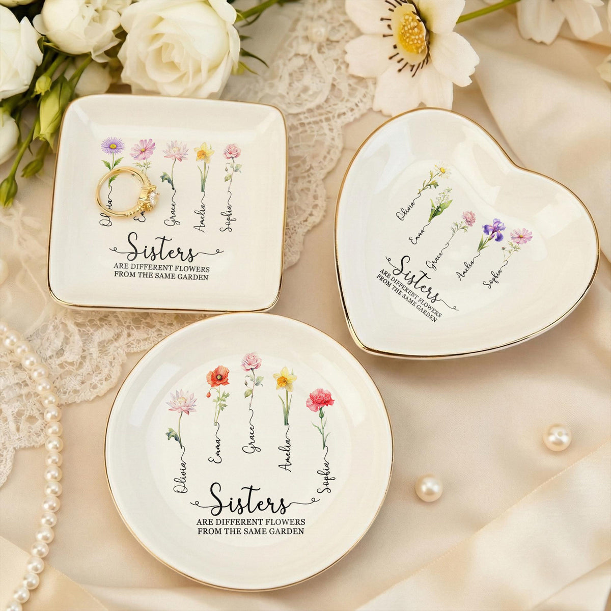 Personalized Sisters Gift Birth Flower Jewelry Tray Custom Names Family Keepsake Dish c346cd42-3e47-4131-80cd-3add66149553-1.jpg