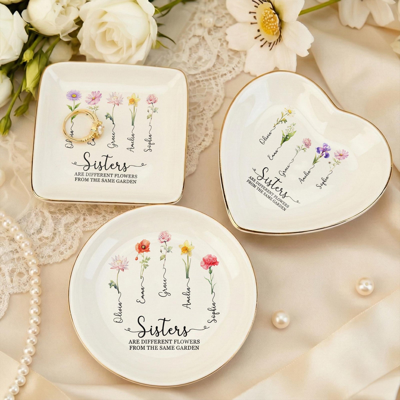 Personalized Sisters Gift Birth Flower Jewelry Tray Custom Names Family Keepsake Dish c346cd42-3e47-4131-80cd-3add66149553-1.jpg