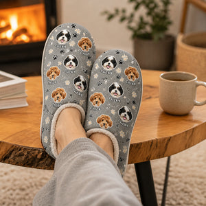 Custom Pet Face + Name Cozy Slippers – Paw Print Repeat - Personalized Fleece Slipper c35f40bc-5903-4653-af4b-d838eba3bfc1.jpg
