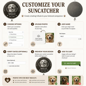 Pet Memorial Slate – Loved By A Dog (Photo + Name + Years) - Personalized 1 Layered Suncatcher with Charm c3612a0e-65da-4a6c-9e10-719823a109a2.jpg
