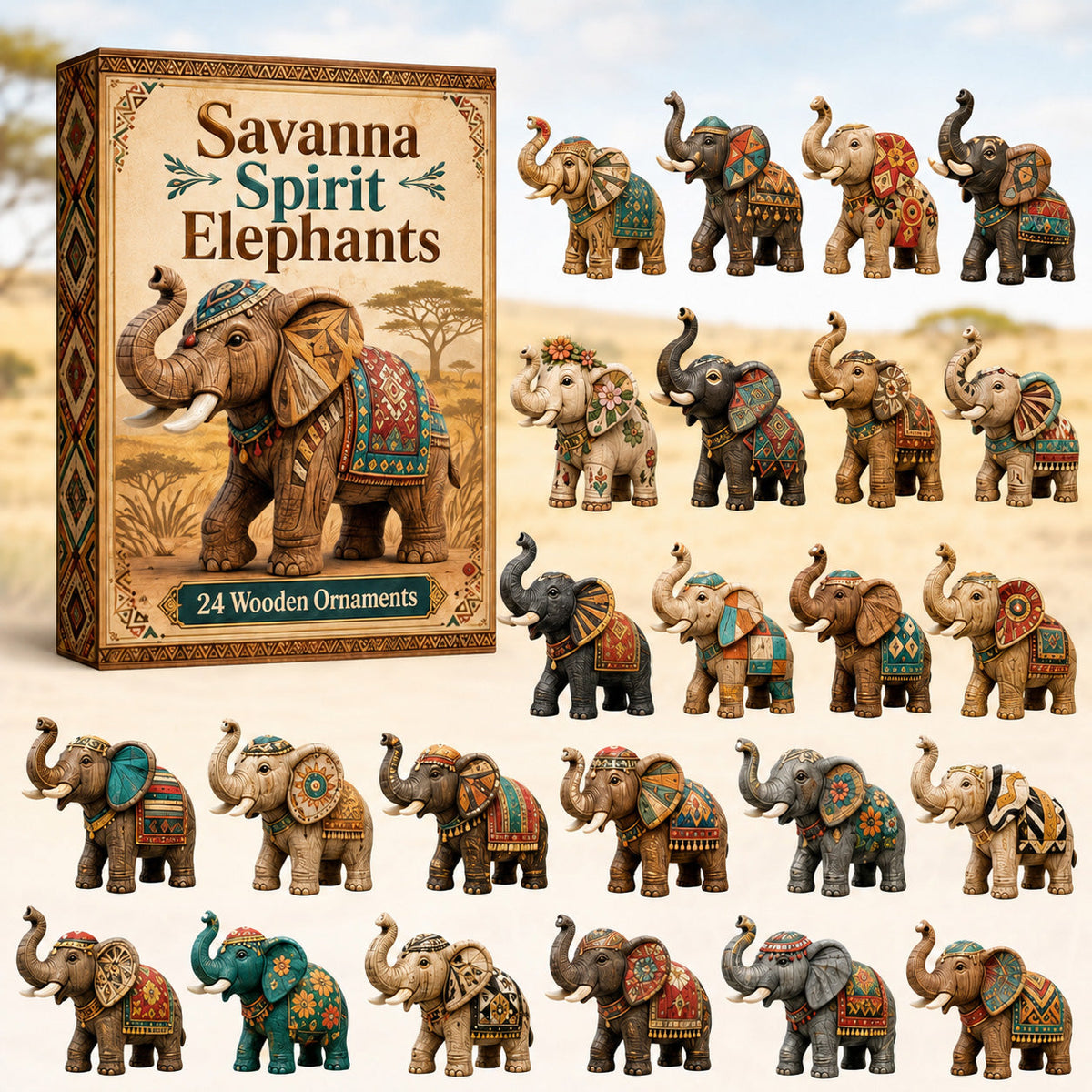 Savanna Spirit Elephants Advent Calendar 2026 - 24-Day Festive Countdown, Wooden Charms Blind Box - Gift For Elephant Lovers c3784469-5ab7-4e1b-a09a-ed9becb65135-savanna.jpg