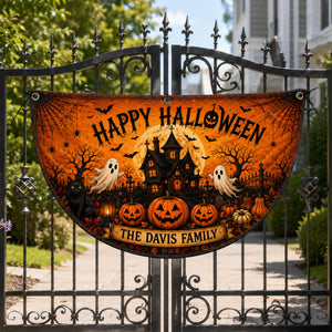 Personalized Halloween Ghost Pumpkin Bunting Flag, Custom Family Name Semicircular Flag, Outdoor Banner, Fall Decor Flag c384dd67-155d-4324-b6c7-bdb1b002b1f2-1.jpg