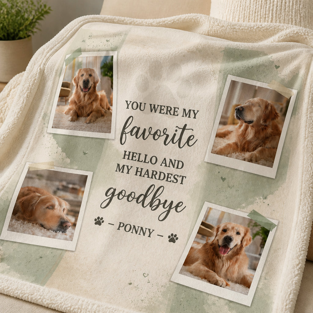 Pet Memorial Photo Collage Blanket – Favorite Hello, Hardest Goodbye - Personalized Blanket c39bd7a4-f4ef-4eab-85dc-51f003e94bb0.jpg