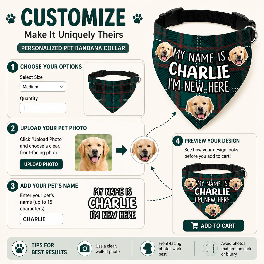 New Puppy Intro Photo Bandana – My Name Is [Pet Name] - Personalized Pet Bandana Collar With Adjustable Buckle c39c5e08-2725-4d00-b1f7-2f9008e83152.jpg