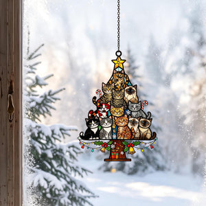 Cat Christmas Tree Acrylic Suncatcher, Christmas Tree Made of Cats Acrylic Suncatcher, Christmas Home Decor Cat Art, Gift for Cat Lovers c3ada16e-0086-4182-b74e-be1918879137-3.jpg